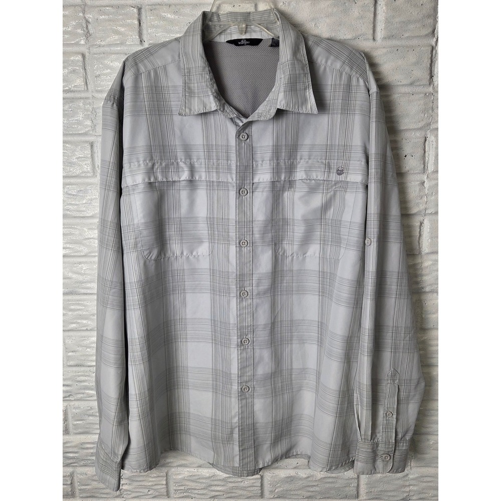 Men's size 2XL Outdoor shirt WRANGLER long sleeve Polyester Gray colors Plaid